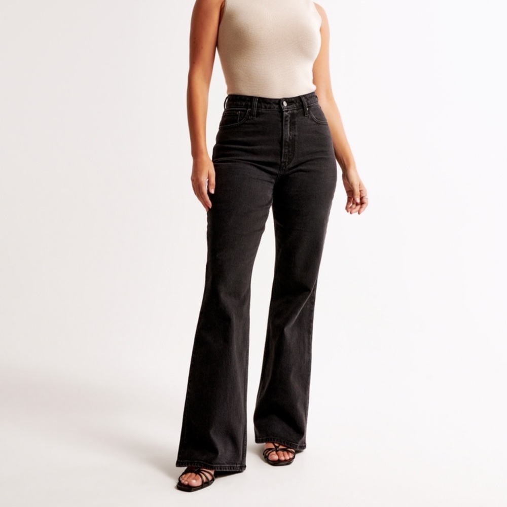 Long Abercrombie & Fitch Black Flare Jeans